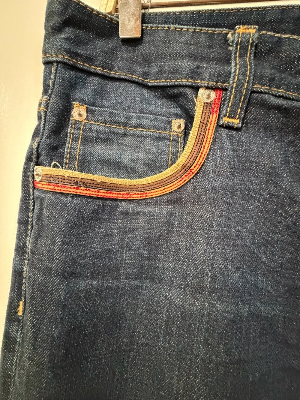 DSQUARED2 Men's Dark Blue Jeans with Orange Trim 34